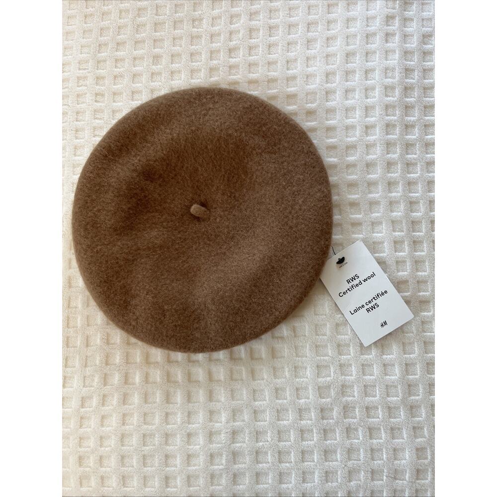 NEW H&M Brown 100% Wool Beret Hat Classic Womens One Size Boho French